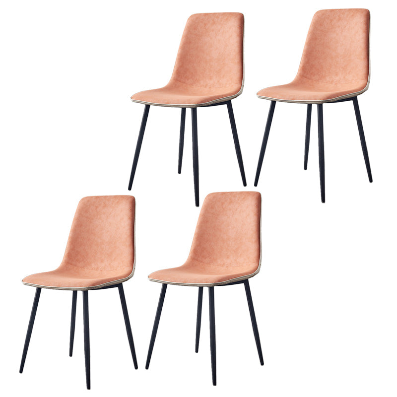 Macaron color Scandinavian Dining room Chair Leather Solid Back Side Chair Orange Set of 4 Clearhalo ' kitchen&dining_furn' 'Dining Chairs' 'Dining Tables & Seating' 'dining_chair' 'Furniture' 'furniture_dining_chair' 'Kitchen & Dining Furniture' 'kitchen' 3836821