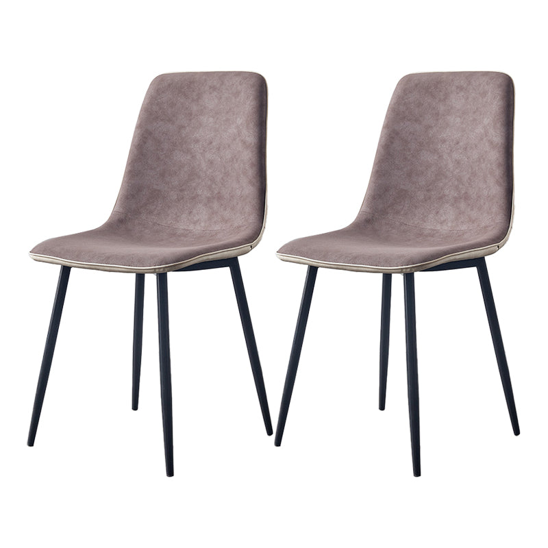 Macaron color Scandinavian Dining room Chair Leather Solid Back Side Chair Light Coffee Set of 2 Clearhalo ' kitchen&dining_furn' 'Dining Chairs' 'Dining Tables & Seating' 'dining_chair' 'Furniture' 'furniture_dining_chair' 'Kitchen & Dining Furniture' 'kitchen' 3836823