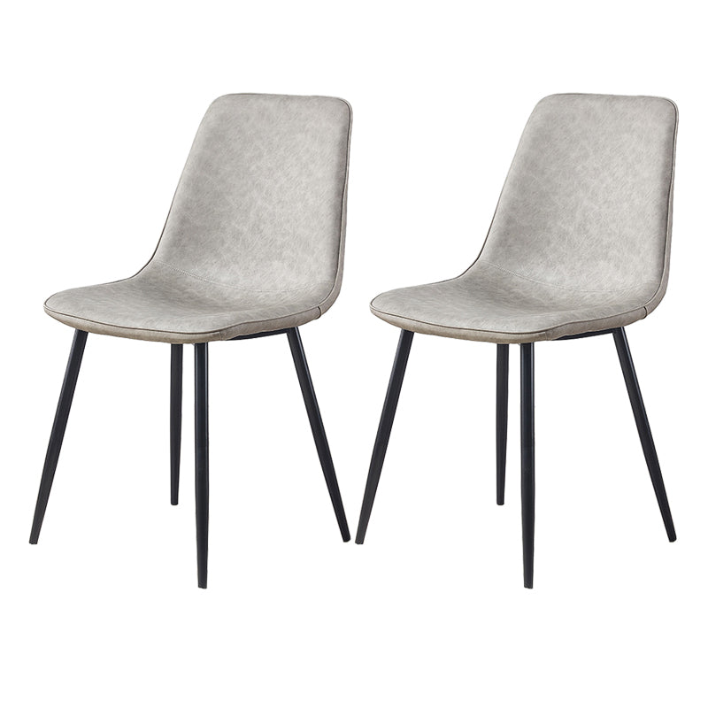Macaron color Scandinavian Dining room Chair Leather Solid Back Side Chair Light Gray Set of 2 Clearhalo ' kitchen&dining_furn' 'Dining Chairs' 'Dining Tables & Seating' 'dining_chair' 'Furniture' 'furniture_dining_chair' 'Kitchen & Dining Furniture' 'kitchen' 3836826