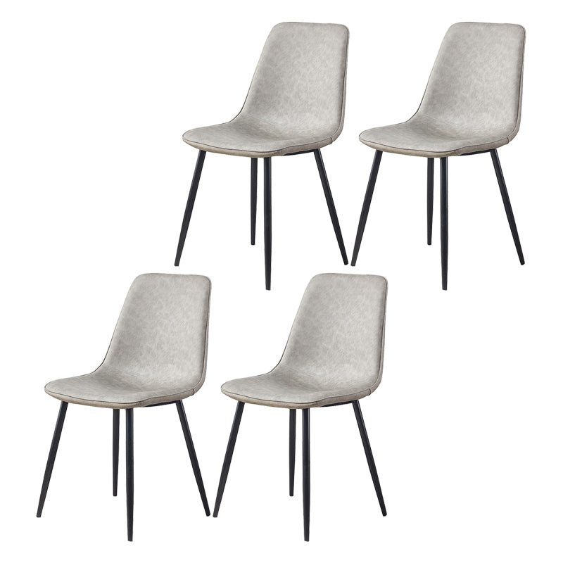 Macaron color Scandinavian Dining room Chair Leather Solid Back Side Chair Light Gray Set of 4 Clearhalo ' kitchen&dining_furn' 'Dining Chairs' 'Dining Tables & Seating' 'dining_chair' 'Furniture' 'furniture_dining_chair' 'Kitchen & Dining Furniture' 'kitchen' 3836827
