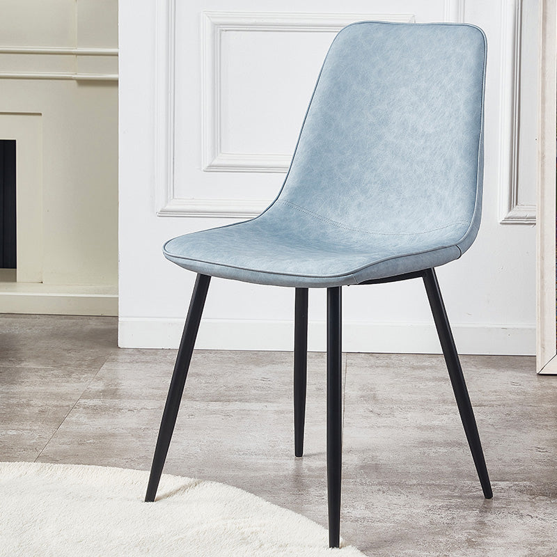 Macaron color Scandinavian Dining room Chair Leather Solid Back Side Chair Light Blue 1 Piece Clearhalo ' kitchen&dining_furn' 'Dining Chairs' 'Dining Tables & Seating' 'dining_chair' 'Furniture' 'furniture_dining_chair' 'Kitchen & Dining Furniture' 'kitchen' 3836831