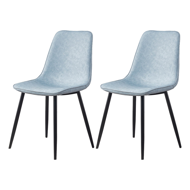 Macaron color Scandinavian Dining room Chair Leather Solid Back Side Chair Light Blue Set of 2 Clearhalo ' kitchen&dining_furn' 'Dining Chairs' 'Dining Tables & Seating' 'dining_chair' 'Furniture' 'furniture_dining_chair' 'Kitchen & Dining Furniture' 'kitchen' 3836832