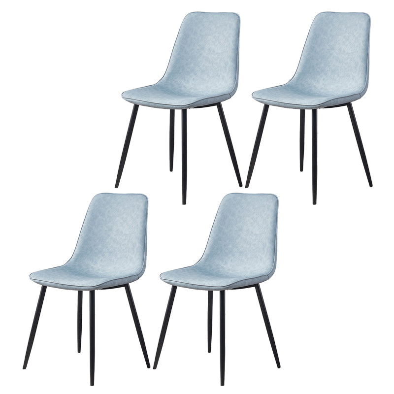 Macaron color Scandinavian Dining room Chair Leather Solid Back Side Chair Light Blue Set of 4 Clearhalo ' kitchen&dining_furn' 'Dining Chairs' 'Dining Tables & Seating' 'dining_chair' 'Furniture' 'furniture_dining_chair' 'Kitchen & Dining Furniture' 'kitchen' 3836833