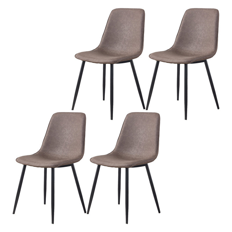 Macaron color Scandinavian Dining room Chair Leather Solid Back Side Chair Dark Brown Set of 4 Clearhalo ' kitchen&dining_furn' 'Dining Chairs' 'Dining Tables & Seating' 'dining_chair' 'Furniture' 'furniture_dining_chair' 'Kitchen & Dining Furniture' 'kitchen' 3836839