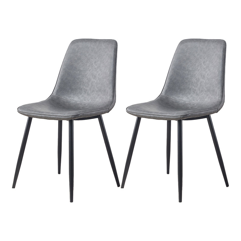 Macaron color Scandinavian Dining room Chair Leather Solid Back Side Chair Dark Gray Set of 2 Clearhalo ' kitchen&dining_furn' 'Dining Chairs' 'Dining Tables & Seating' 'dining_chair' 'Furniture' 'furniture_dining_chair' 'Kitchen & Dining Furniture' 'kitchen' 3836841