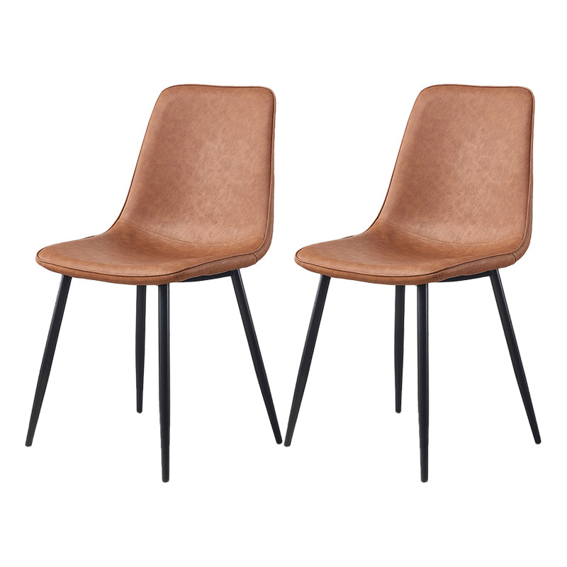 Macaron color Scandinavian Dining room Chair Leather Solid Back Side Chair Coffee Set of 2 Clearhalo ' kitchen&dining_furn' 'Dining Chairs' 'Dining Tables & Seating' 'dining_chair' 'Furniture' 'furniture_dining_chair' 'Kitchen & Dining Furniture' 'kitchen' 3836844
