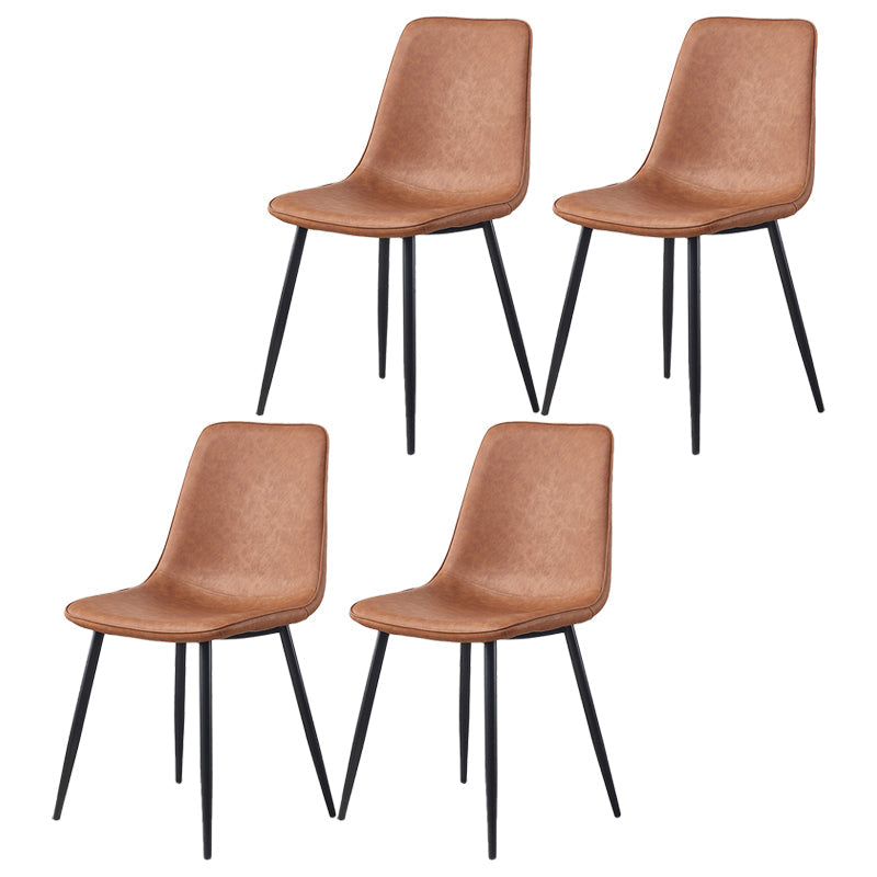 Macaron color Scandinavian Dining room Chair Leather Solid Back Side Chair Coffee Set of 4 Clearhalo ' kitchen&dining_furn' 'Dining Chairs' 'Dining Tables & Seating' 'dining_chair' 'Furniture' 'furniture_dining_chair' 'Kitchen & Dining Furniture' 'kitchen' 3836845