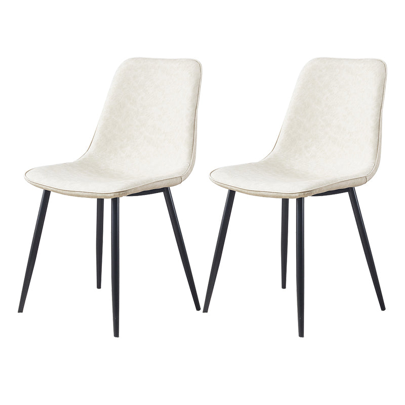 Macaron color Scandinavian Dining room Chair Leather Solid Back Side Chair Off-White Set of 2 Clearhalo ' kitchen&dining_furn' 'Dining Chairs' 'Dining Tables & Seating' 'dining_chair' 'Furniture' 'furniture_dining_chair' 'Kitchen & Dining Furniture' 'kitchen' 3836847