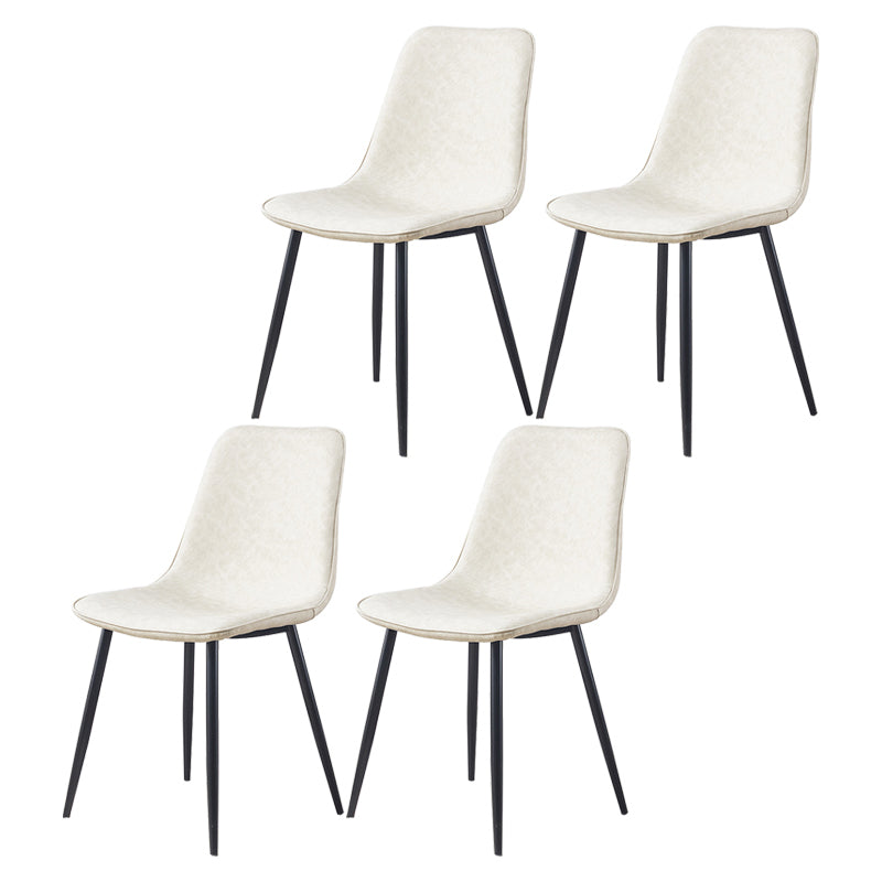 Macaron color Scandinavian Dining room Chair Leather Solid Back Side Chair Off-White Set of 4 Clearhalo ' kitchen&dining_furn' 'Dining Chairs' 'Dining Tables & Seating' 'dining_chair' 'Furniture' 'furniture_dining_chair' 'Kitchen & Dining Furniture' 'kitchen' 3836848