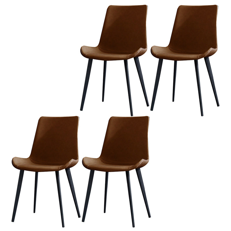 Metal Industrial Dining Room Chair Metallic Finish Solid Back Dining Chair Light Brown 4 Piece Set Clearhalo ' kitchen&dining_furn' 'Dining Chairs' 'Dining Tables & Seating' 'dining_chair' 'furn' 'furn_dining_chair' 'Furniture' 'furniture_dining_chair' 'Kitchen & Dining Furniture' 'kitchen' 3836851