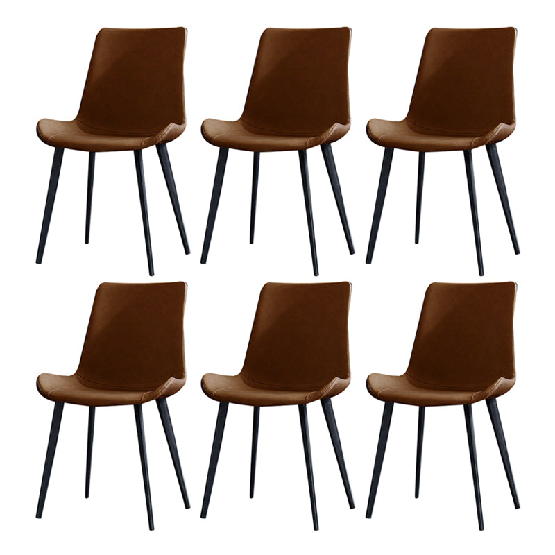 Metal Industrial Dining Room Chair Metallic Finish Solid Back Dining Chair Light Brown 6 Piece Set Clearhalo ' kitchen&dining_furn' 'Dining Chairs' 'Dining Tables & Seating' 'dining_chair' 'furn' 'furn_dining_chair' 'Furniture' 'furniture_dining_chair' 'Kitchen & Dining Furniture' 'kitchen' 3836854