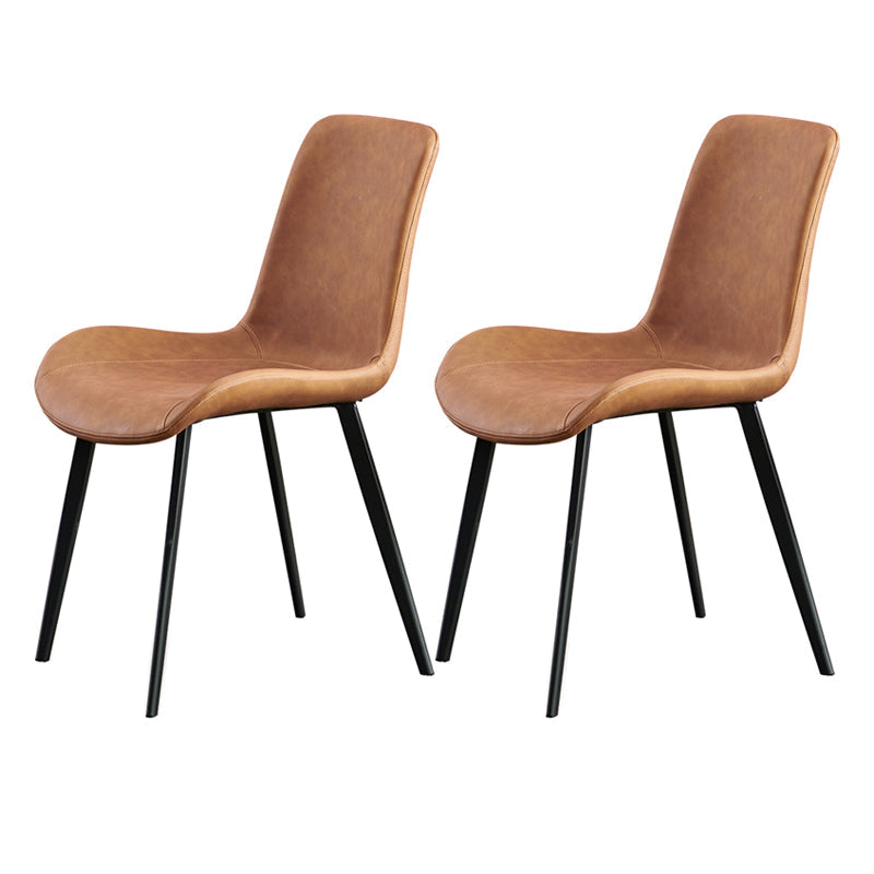 Metal Industrial Dining Room Chair Metallic Finish Solid Back Dining Chair Orange 2 Piece Set Clearhalo ' kitchen&dining_furn' 'Dining Chairs' 'Dining Tables & Seating' 'dining_chair' 'furn' 'furn_dining_chair' 'Furniture' 'furniture_dining_chair' 'Kitchen & Dining Furniture' 'kitchen' 3836862