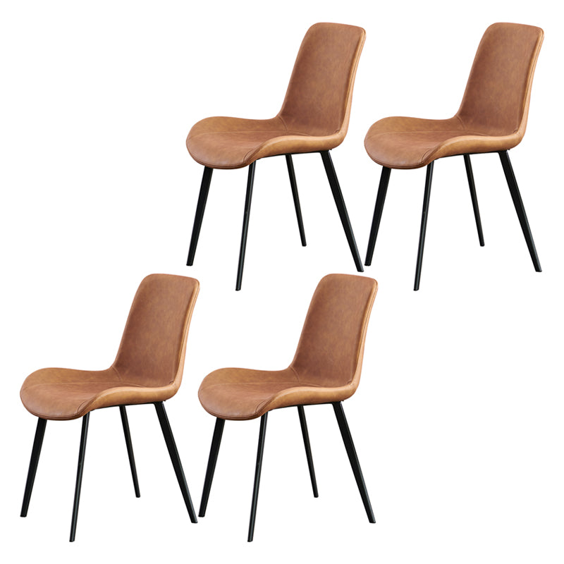 Metal Industrial Dining Room Chair Metallic Finish Solid Back Dining Chair Orange 4 Piece Set Clearhalo ' kitchen&dining_furn' 'Dining Chairs' 'Dining Tables & Seating' 'dining_chair' 'furn' 'furn_dining_chair' 'Furniture' 'furniture_dining_chair' 'Kitchen & Dining Furniture' 'kitchen' 3836864