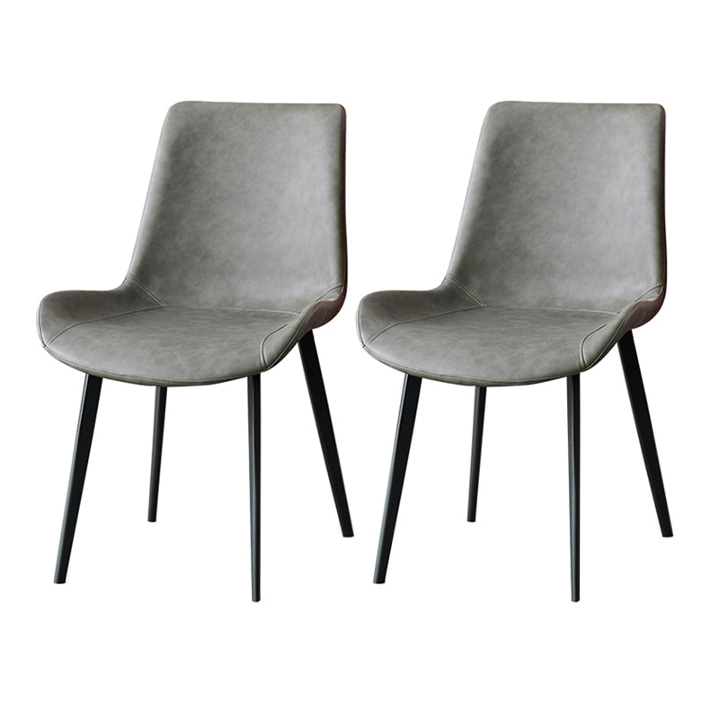 Metal Industrial Dining Room Chair Metallic Finish Solid Back Dining Chair Grey 2 Piece Set Clearhalo ' kitchen&dining_furn' 'Dining Chairs' 'Dining Tables & Seating' 'dining_chair' 'furn' 'furn_dining_chair' 'Furniture' 'furniture_dining_chair' 'Kitchen & Dining Furniture' 'kitchen' 3836874