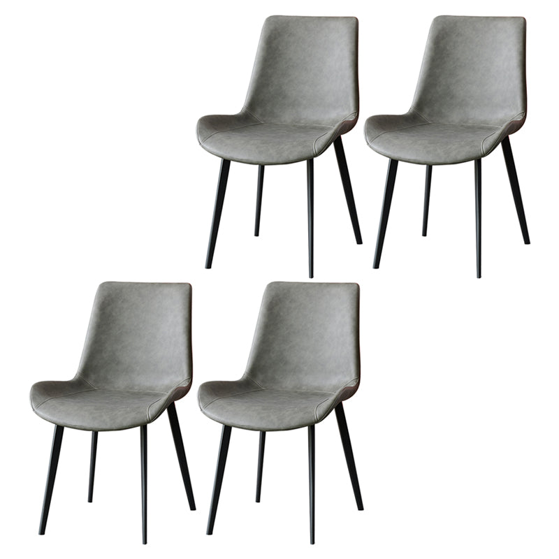 Metal Industrial Dining Room Chair Metallic Finish Solid Back Dining Chair Grey 4 Piece Set Clearhalo ' kitchen&dining_furn' 'Dining Chairs' 'Dining Tables & Seating' 'dining_chair' 'furn' 'furn_dining_chair' 'Furniture' 'furniture_dining_chair' 'Kitchen & Dining Furniture' 'kitchen' 3836876