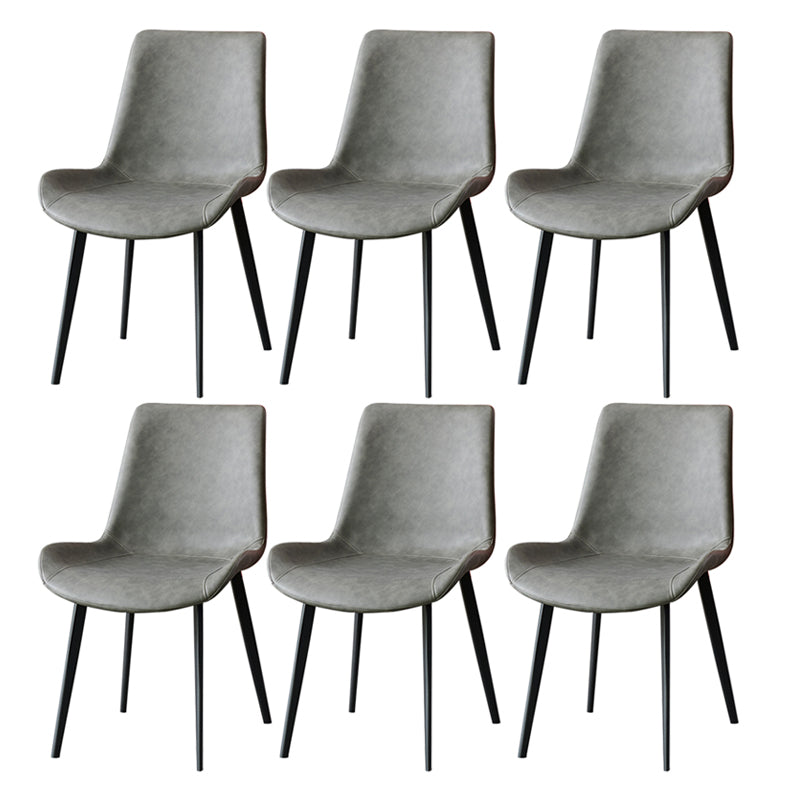 Metal Industrial Dining Room Chair Metallic Finish Solid Back Dining Chair Grey 6 Piece Set Clearhalo ' kitchen&dining_furn' 'Dining Chairs' 'Dining Tables & Seating' 'dining_chair' 'furn' 'furn_dining_chair' 'Furniture' 'furniture_dining_chair' 'Kitchen & Dining Furniture' 'kitchen' 3836877