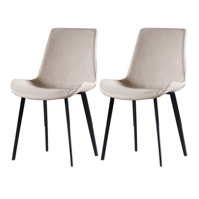 Metal Industrial Dining Room Chair Metallic Finish Solid Back Dining Chair Off-White 2 Piece Set Clearhalo ' kitchen&dining_furn' 'Dining Chairs' 'Dining Tables & Seating' 'dining_chair' 'furn' 'furn_dining_chair' 'Furniture' 'furniture_dining_chair' 'Kitchen & Dining Furniture' 'kitchen' 3836878