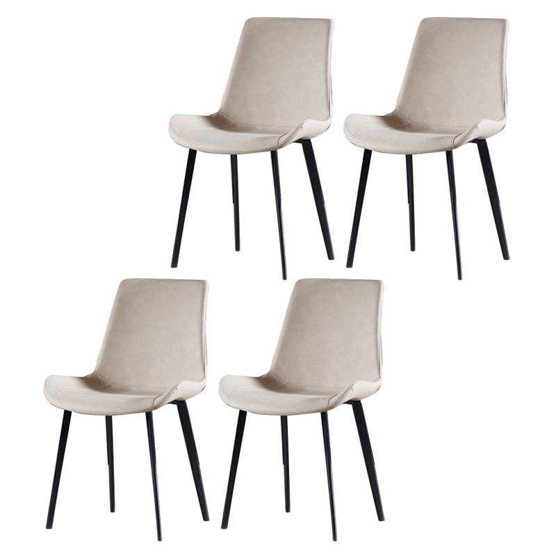 Metal Industrial Dining Room Chair Metallic Finish Solid Back Dining Chair Off-White 4 Piece Set Clearhalo ' kitchen&dining_furn' 'Dining Chairs' 'Dining Tables & Seating' 'dining_chair' 'furn' 'furn_dining_chair' 'Furniture' 'furniture_dining_chair' 'Kitchen & Dining Furniture' 'kitchen' 3836879