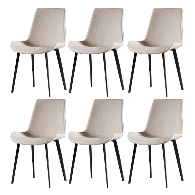 Metal Industrial Dining Room Chair Metallic Finish Solid Back Dining Chair Off-White 6 Piece Set Clearhalo ' kitchen&dining_furn' 'Dining Chairs' 'Dining Tables & Seating' 'dining_chair' 'furn' 'furn_dining_chair' 'Furniture' 'furniture_dining_chair' 'Kitchen & Dining Furniture' 'kitchen' 3836880