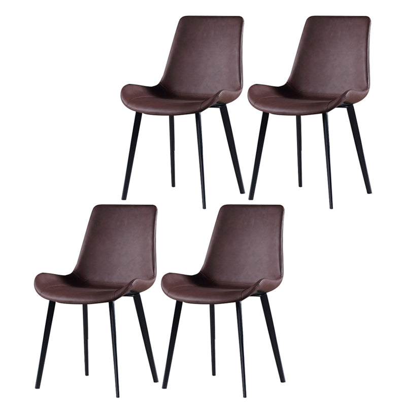 Metal Industrial Dining Room Chair Metallic Finish Solid Back Dining Chair Coffee 4 Piece Set Clearhalo ' kitchen&dining_furn' 'Dining Chairs' 'Dining Tables & Seating' 'dining_chair' 'furn' 'furn_dining_chair' 'Furniture' 'furniture_dining_chair' 'Kitchen & Dining Furniture' 'kitchen' 3836882