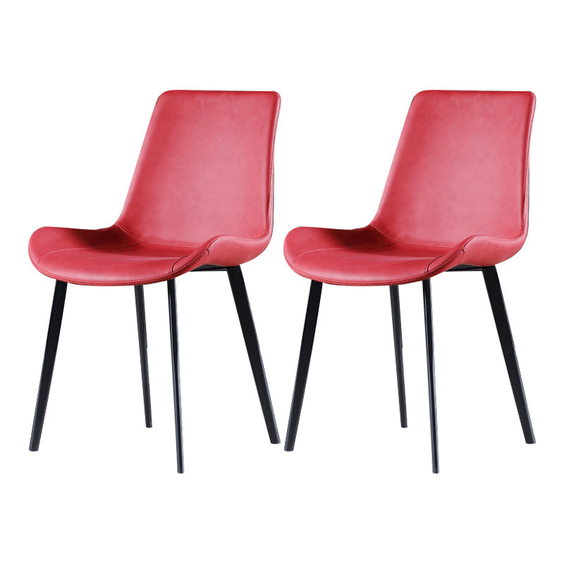 Metal Industrial Dining Room Chair Metallic Finish Solid Back Dining Chair Red 2 Piece Set Clearhalo ' kitchen&dining_furn' 'Dining Chairs' 'Dining Tables & Seating' 'dining_chair' 'furn' 'furn_dining_chair' 'Furniture' 'furniture_dining_chair' 'Kitchen & Dining Furniture' 'kitchen' 3836884