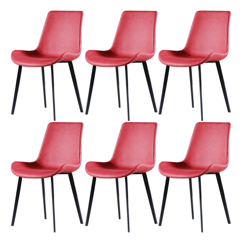 Metal Industrial Dining Room Chair Metallic Finish Solid Back Dining Chair Red 6 Piece Set Clearhalo ' kitchen&dining_furn' 'Dining Chairs' 'Dining Tables & Seating' 'dining_chair' 'furn' 'furn_dining_chair' 'Furniture' 'furniture_dining_chair' 'Kitchen & Dining Furniture' 'kitchen' 3836886