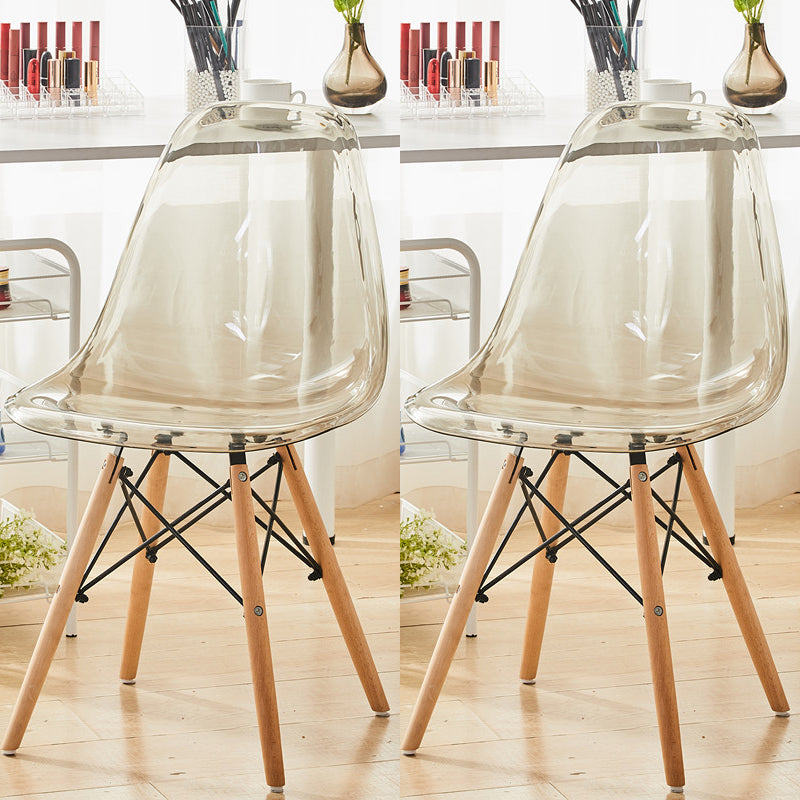Modern Contemporary Plastic Armless Dining Chairs Solid Dining Chairs Grey Natural Wood Set of 2 Clearhalo ' kitchen&dining_furn' 'Dining Chairs' 'Dining Tables & Seating' 'dining_chair' 'Furniture' 'furniture_dining_chair' 'Kitchen & Dining Furniture' 'kitchen' 3836889