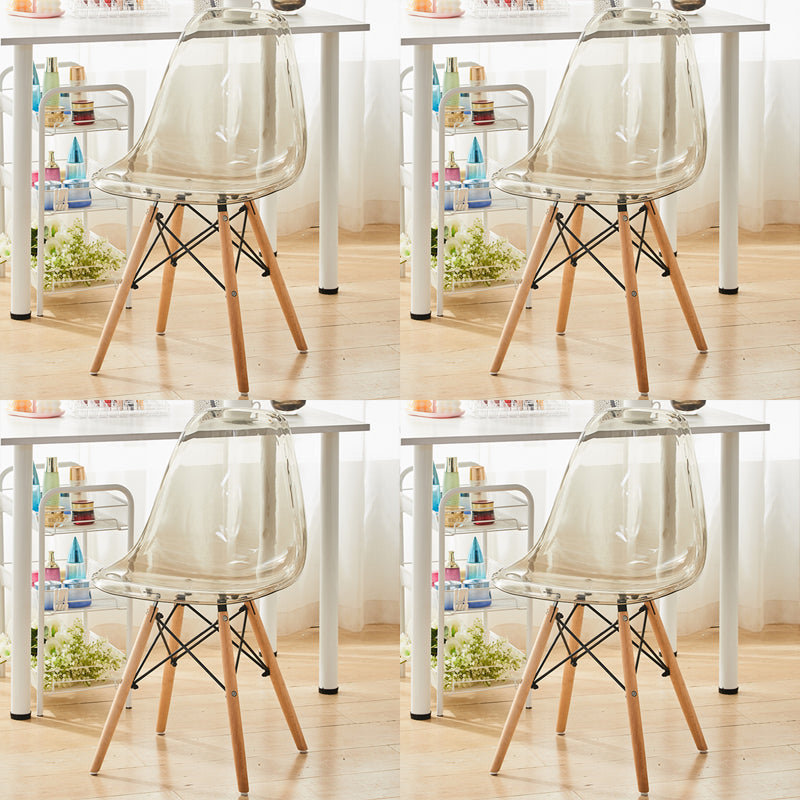 Modern Contemporary Plastic Armless Dining Chairs Solid Dining Chairs Grey Natural Wood Set of 4 Clearhalo ' kitchen&dining_furn' 'Dining Chairs' 'Dining Tables & Seating' 'dining_chair' 'Furniture' 'furniture_dining_chair' 'Kitchen & Dining Furniture' 'kitchen' 3836891