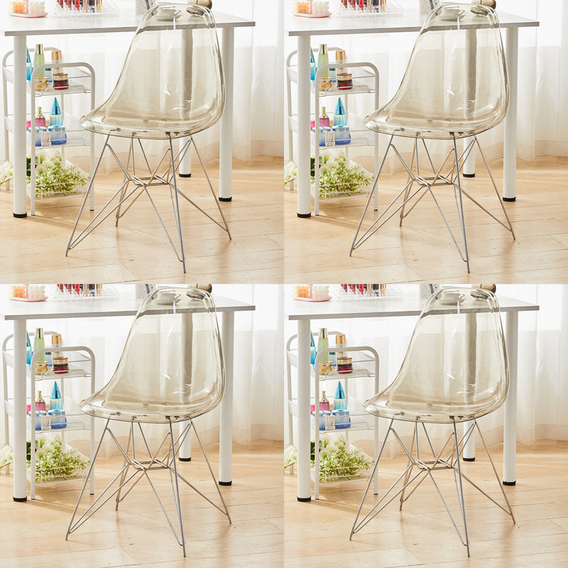 Modern Contemporary Plastic Armless Dining Chairs Solid Dining Chairs Grey Silver Set of 4 Clearhalo ' kitchen&dining_furn' 'Dining Chairs' 'Dining Tables & Seating' 'dining_chair' 'Furniture' 'furniture_dining_chair' 'Kitchen & Dining Furniture' 'kitchen' 3836897