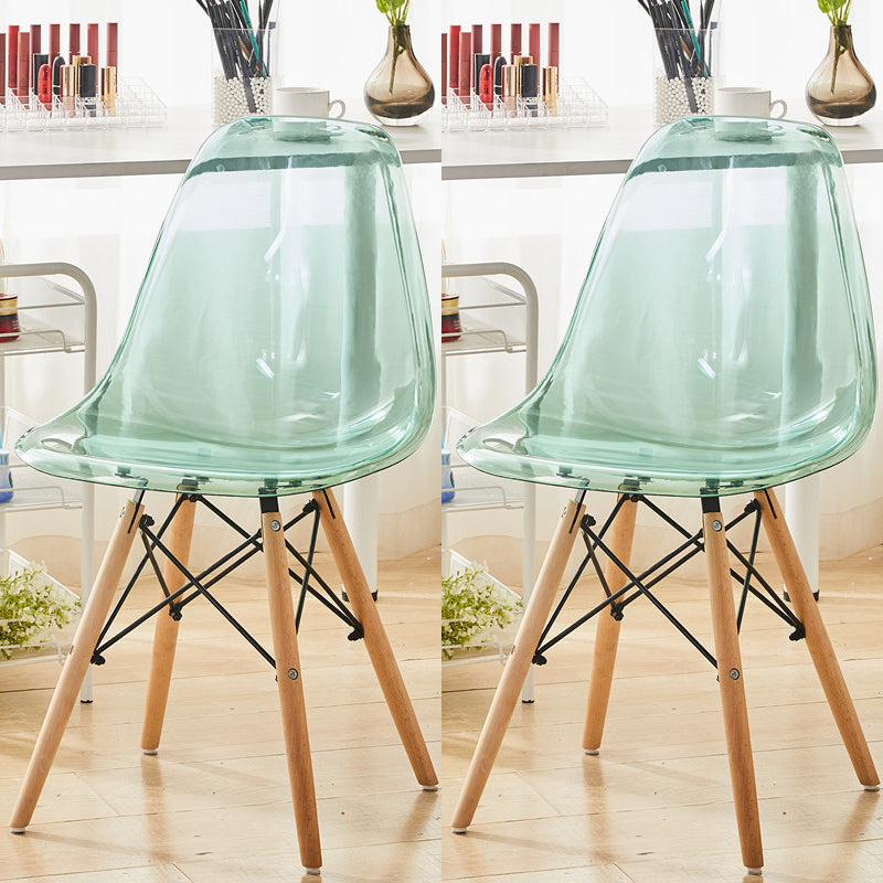 Modern Contemporary Plastic Armless Dining Chairs Solid Dining Chairs Blue Natural Wood Set of 2 Clearhalo ' kitchen&dining_furn' 'Dining Chairs' 'Dining Tables & Seating' 'dining_chair' 'Furniture' 'furniture_dining_chair' 'Kitchen & Dining Furniture' 'kitchen' 3836911
