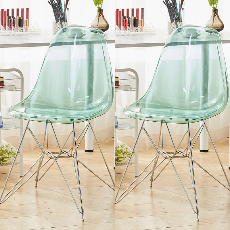 Modern Contemporary Plastic Armless Dining Chairs Solid Dining Chairs Blue Silver Set of 2 Clearhalo ' kitchen&dining_furn' 'Dining Chairs' 'Dining Tables & Seating' 'dining_chair' 'Furniture' 'furniture_dining_chair' 'Kitchen & Dining Furniture' 'kitchen' 3836914