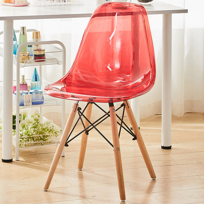 Modern Contemporary Plastic Armless Dining Chairs Solid Dining Chairs Red Natural Wood 1 Piece Clearhalo ' kitchen&dining_furn' 'Dining Chairs' 'Dining Tables & Seating' 'dining_chair' 'Furniture' 'furniture_dining_chair' 'Kitchen & Dining Furniture' 'kitchen' 3836916