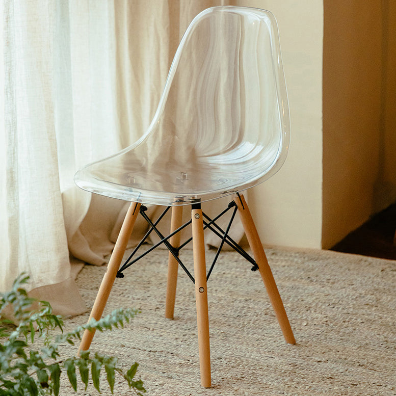 Modern Contemporary Plastic Armless Dining Chairs Solid Dining Chairs White Natural Wood 1 Piece Clearhalo ' kitchen&dining_furn' 'Dining Chairs' 'Dining Tables & Seating' 'dining_chair' 'Furniture' 'furniture_dining_chair' 'Kitchen & Dining Furniture' 'kitchen' 3836922