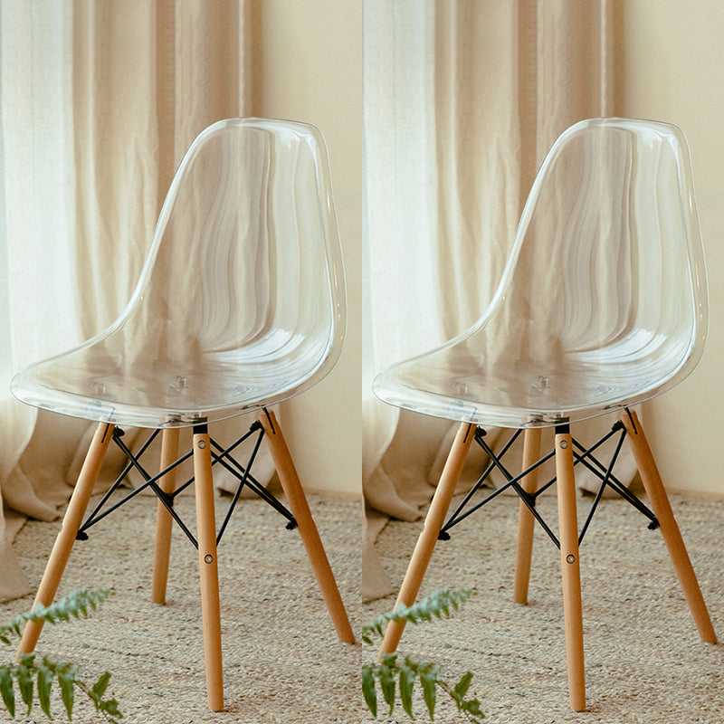 Modern Contemporary Plastic Armless Dining Chairs Solid Dining Chairs White Natural Wood Set of 2 Clearhalo ' kitchen&dining_furn' 'Dining Chairs' 'Dining Tables & Seating' 'dining_chair' 'Furniture' 'furniture_dining_chair' 'Kitchen & Dining Furniture' 'kitchen' 3836923