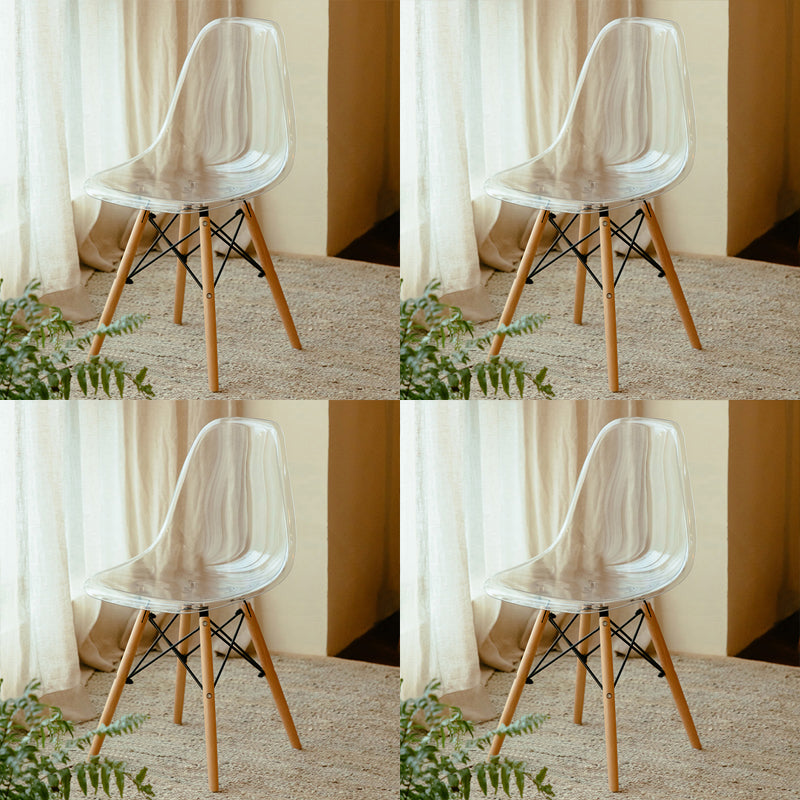 Modern Contemporary Plastic Armless Dining Chairs Solid Dining Chairs White Natural Wood Set of 4 Clearhalo ' kitchen&dining_furn' 'Dining Chairs' 'Dining Tables & Seating' 'dining_chair' 'Furniture' 'furniture_dining_chair' 'Kitchen & Dining Furniture' 'kitchen' 3836924