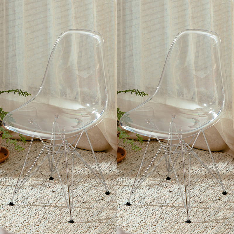 Modern Contemporary Plastic Armless Dining Chairs Solid Dining Chairs White Silver Set of 2 Clearhalo ' kitchen&dining_furn' 'Dining Chairs' 'Dining Tables & Seating' 'dining_chair' 'Furniture' 'furniture_dining_chair' 'Kitchen & Dining Furniture' 'kitchen' 3836926