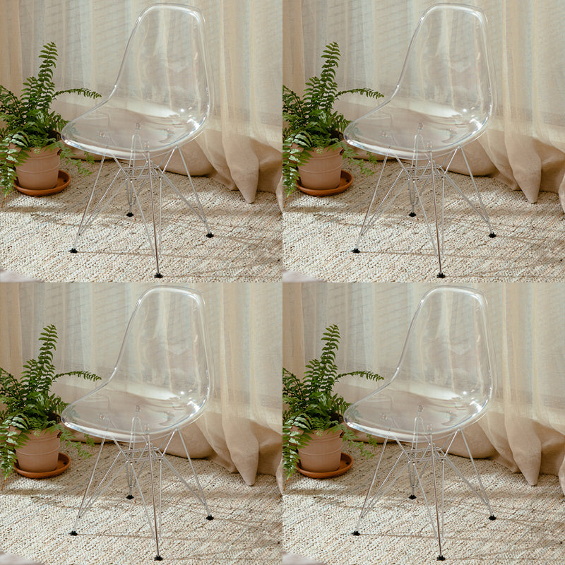 Modern Contemporary Plastic Armless Dining Chairs Solid Dining Chairs White Silver Set of 4 Clearhalo ' kitchen&dining_furn' 'Dining Chairs' 'Dining Tables & Seating' 'dining_chair' 'Furniture' 'furniture_dining_chair' 'Kitchen & Dining Furniture' 'kitchen' 3836927