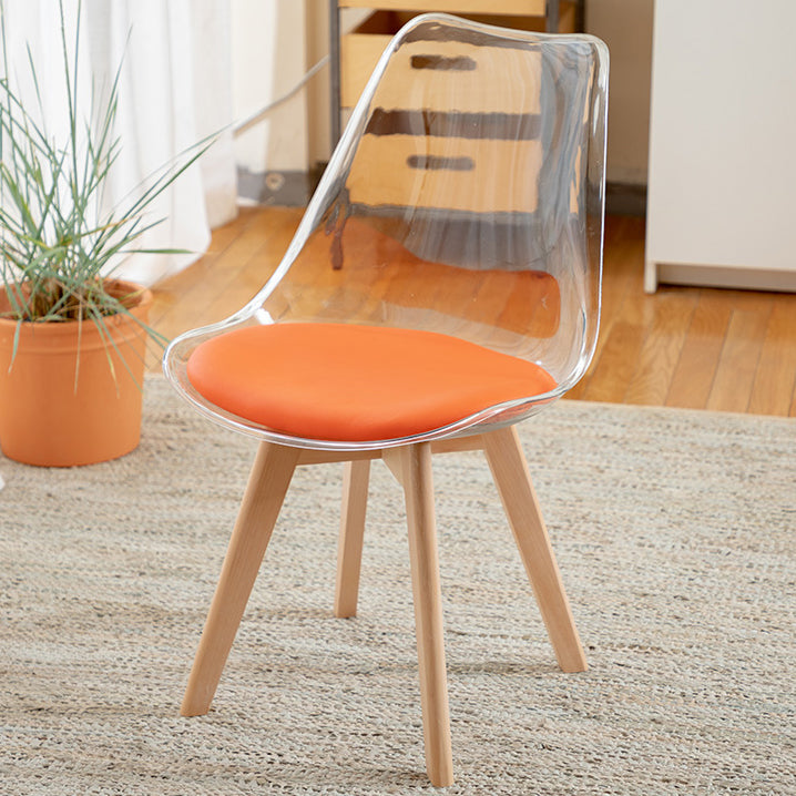 Modern Style Indoor-Outdoor Plastic Side Chair Set Clear Stack Dining Chair Orange 1 Piece Clearhalo ' kitchen&dining_furn' 'Dining Chairs' 'Dining Tables & Seating' 'dining_chair' 'Furniture' 'furniture_dining_chair' 'Kitchen & Dining Furniture' 'kitchen' 3836930