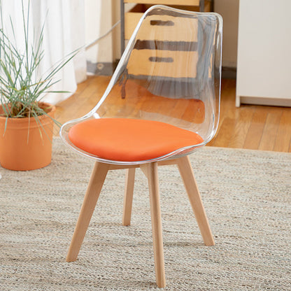 Modern Style Indoor-Outdoor Plastic Side Chair Set Clear Stack Dining Chair Orange 1 Piece Clearhalo ' kitchen&dining_furn' 'Dining Chairs' 'Dining Tables & Seating' 'dining_chair' 'Furniture' 'furniture_dining_chair' 'Kitchen & Dining Furniture' 'kitchen' 3836930