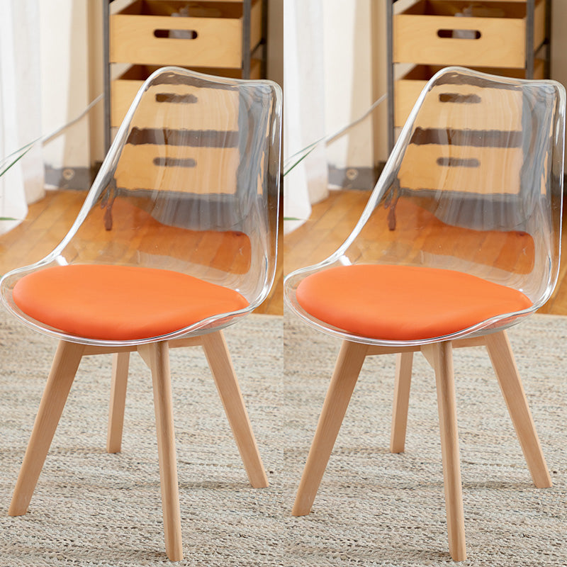 Modern Style Indoor-Outdoor Plastic Side Chair Set Clear Stack Dining Chair Orange Set of 2 Clearhalo ' kitchen&dining_furn' 'Dining Chairs' 'Dining Tables & Seating' 'dining_chair' 'Furniture' 'furniture_dining_chair' 'Kitchen & Dining Furniture' 'kitchen' 3836931