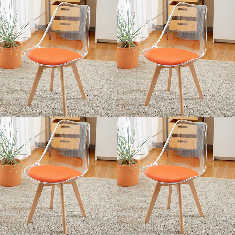 Modern Style Indoor-Outdoor Plastic Side Chair Set Clear Stack Dining Chair Orange Set of 4 Clearhalo ' kitchen&dining_furn' 'Dining Chairs' 'Dining Tables & Seating' 'dining_chair' 'Furniture' 'furniture_dining_chair' 'Kitchen & Dining Furniture' 'kitchen' 3836933
