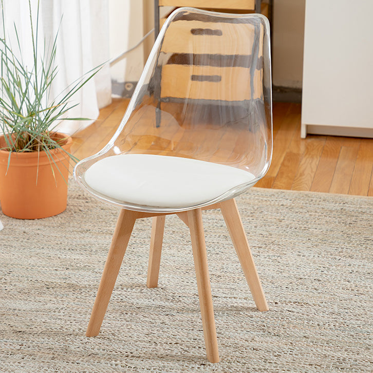 Modern Style Indoor-Outdoor Plastic Side Chair Set Clear Stack Dining Chair White 1 Piece Clearhalo ' kitchen&dining_furn' 'Dining Chairs' 'Dining Tables & Seating' 'dining_chair' 'Furniture' 'furniture_dining_chair' 'Kitchen & Dining Furniture' 'kitchen' 3836941