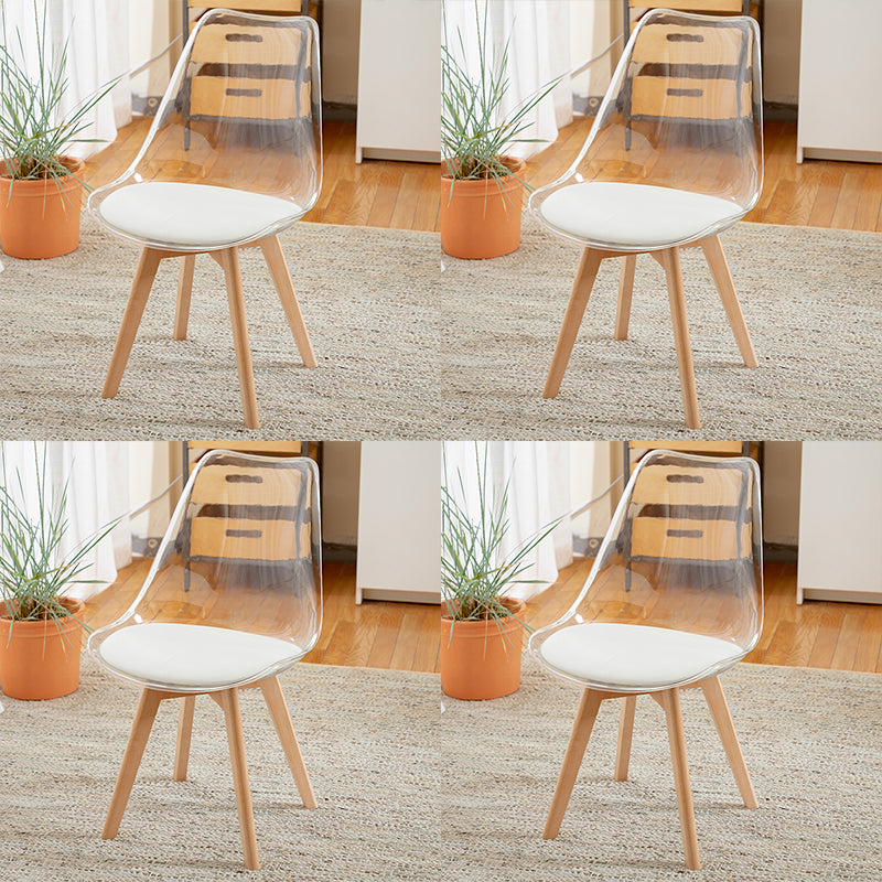 Modern Style Indoor-Outdoor Plastic Side Chair Set Clear Stack Dining Chair White Set of 4 Clearhalo ' kitchen&dining_furn' 'Dining Chairs' 'Dining Tables & Seating' 'dining_chair' 'Furniture' 'furniture_dining_chair' 'Kitchen & Dining Furniture' 'kitchen' 3836946