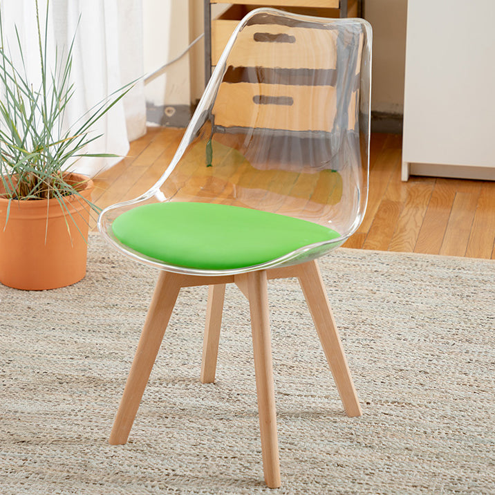 Modern Style Indoor-Outdoor Plastic Side Chair Set Clear Stack Dining Chair Green 1 Piece Clearhalo ' kitchen&dining_furn' 'Dining Chairs' 'Dining Tables & Seating' 'dining_chair' 'Furniture' 'furniture_dining_chair' 'Kitchen & Dining Furniture' 'kitchen' 3836948