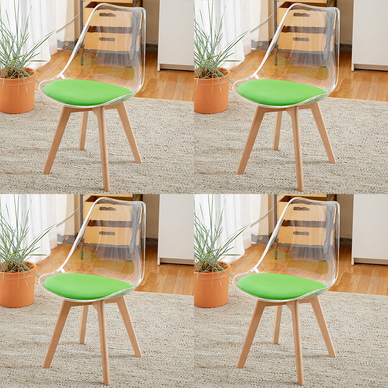 Modern Style Indoor-Outdoor Plastic Side Chair Set Clear Stack Dining Chair Green Set of 4 Clearhalo ' kitchen&dining_furn' 'Dining Chairs' 'Dining Tables & Seating' 'dining_chair' 'Furniture' 'furniture_dining_chair' 'Kitchen & Dining Furniture' 'kitchen' 3836952