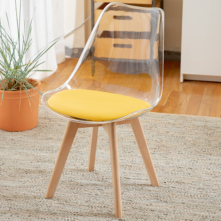 Modern Style Indoor-Outdoor Plastic Side Chair Set Clear Stack Dining Chair Yellow 1 Piece Clearhalo ' kitchen&dining_furn' 'Dining Chairs' 'Dining Tables & Seating' 'dining_chair' 'Furniture' 'furniture_dining_chair' 'Kitchen & Dining Furniture' 'kitchen' 3836954