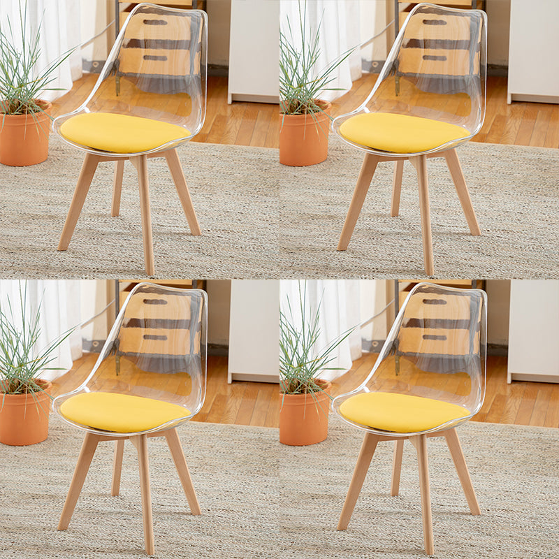 Modern Style Indoor-Outdoor Plastic Side Chair Set Clear Stack Dining Chair Yellow Set of 4 Clearhalo ' kitchen&dining_furn' 'Dining Chairs' 'Dining Tables & Seating' 'dining_chair' 'Furniture' 'furniture_dining_chair' 'Kitchen & Dining Furniture' 'kitchen' 3836958