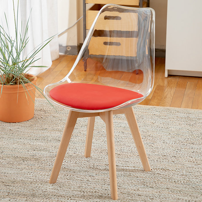 Modern Style Indoor-Outdoor Plastic Side Chair Set Clear Stack Dining Chair Red 1 Piece Clearhalo ' kitchen&dining_furn' 'Dining Chairs' 'Dining Tables & Seating' 'dining_chair' 'Furniture' 'furniture_dining_chair' 'Kitchen & Dining Furniture' 'kitchen' 3836959