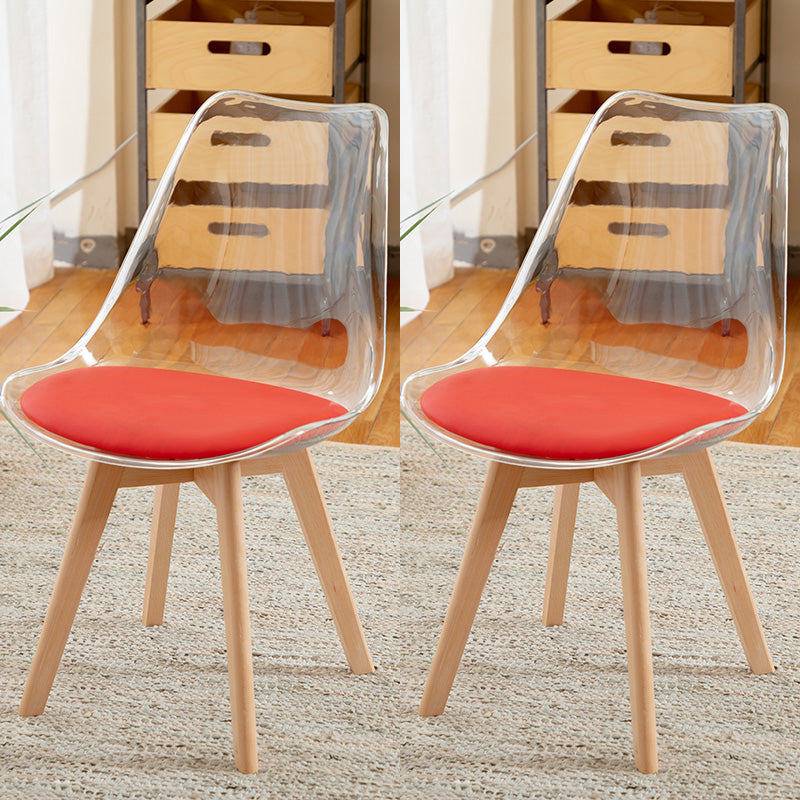 Modern Style Indoor-Outdoor Plastic Side Chair Set Clear Stack Dining Chair Red Set of 2 Clearhalo ' kitchen&dining_furn' 'Dining Chairs' 'Dining Tables & Seating' 'dining_chair' 'Furniture' 'furniture_dining_chair' 'Kitchen & Dining Furniture' 'kitchen' 3836960