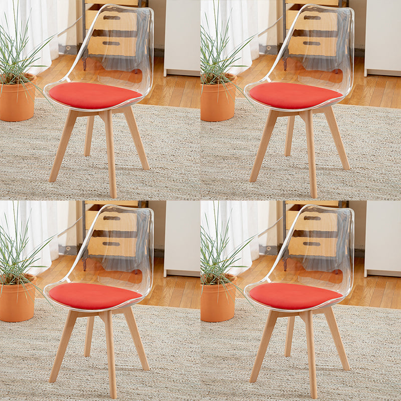 Modern Style Indoor-Outdoor Plastic Side Chair Set Clear Stack Dining Chair Red Set of 4 Clearhalo ' kitchen&dining_furn' 'Dining Chairs' 'Dining Tables & Seating' 'dining_chair' 'Furniture' 'furniture_dining_chair' 'Kitchen & Dining Furniture' 'kitchen' 3836961